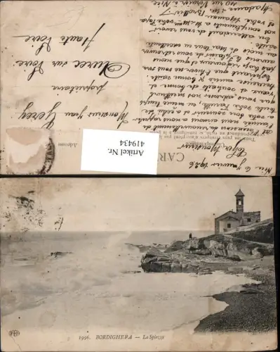 419434,Liguria Imperia Bordighera La Spiezza Küste Kirche