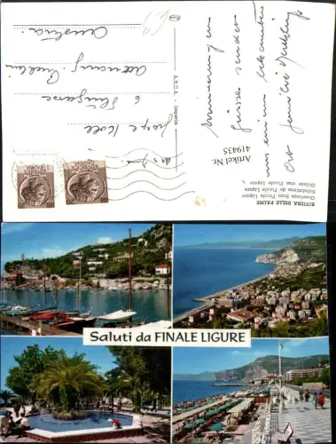 419435,Liguria Savona Finale Ligure Totale Brunnen Boote Mehrbildkarte
