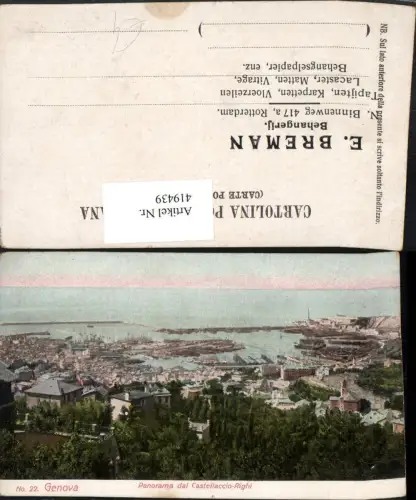 419439,Liguria Genova Genua Panorama dal Castellaccio-Righi Totale
