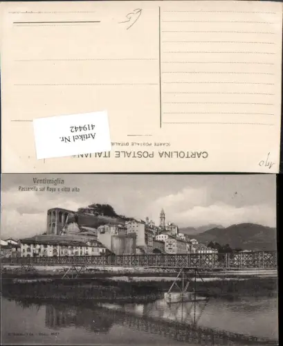 419442,Liguria Imperia Ventimiglia Passerella sul Roya e citta alta Brücke