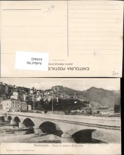 419443,Liguria Imperia Ventimiglia Ponte in pietra e Citta alta Teilansicht Brücke