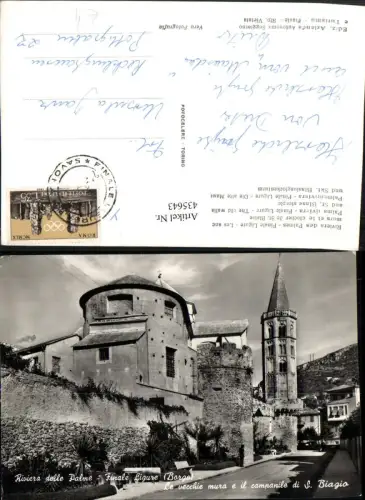 435643,Liguria Savona Finale Ligure Le vecchie mura e il campanile di S. Biagio Turm