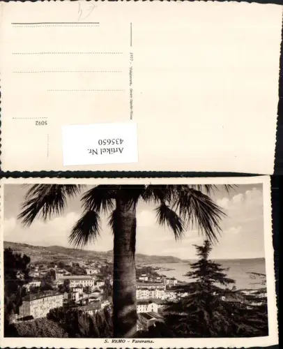 435650,Liguria Imperia Sanremo San Remo Panorama Totale Palme