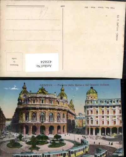 435654,Liguria Genova Genua Palazzo della Borsa e del Credito Italiano Straßenbahn