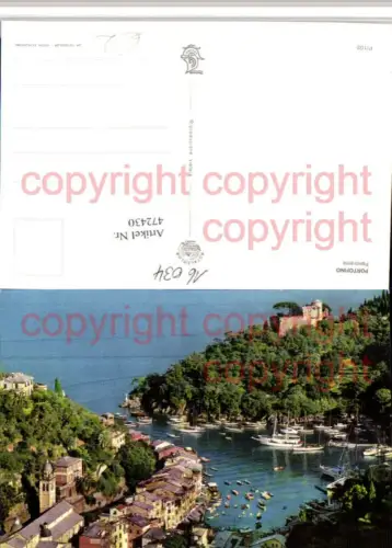 472430,Liguria Genova Portofino Panorama Teilansicht Bucht Hafen