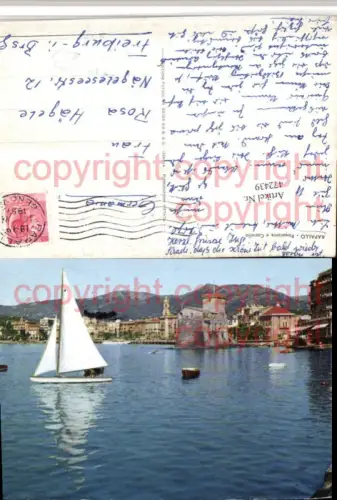 472439,Liguria Genova Rapallo Panorama e Castello Teilansicht Segelboot