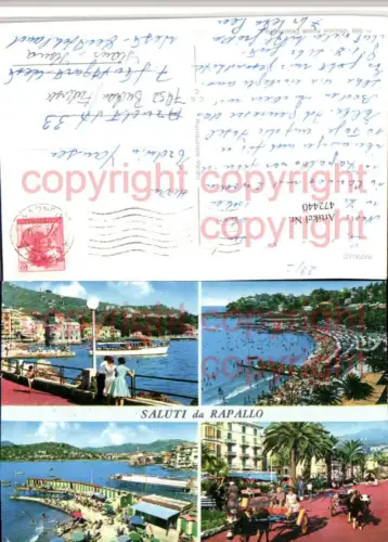 472440,Liguria Genova Rapallo Totale Strand Mehrbildkarte