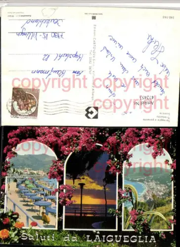 472453,Liguria Savona Laigueglia Totale Strand Mehrbildkarte