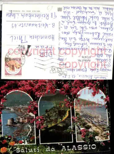472476,Liguria Savona Alassio Totale Strand Mehrbildkarte