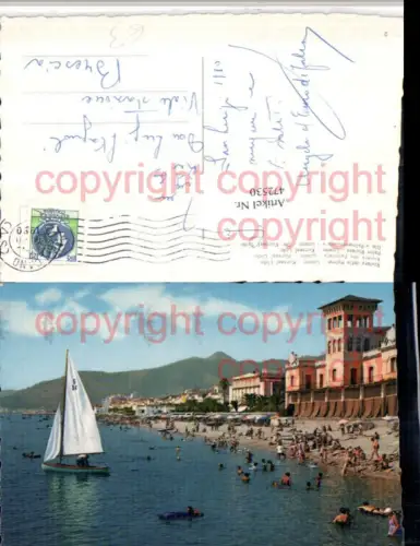 472530,Liguria Savona Loano Kursaal Lido Strandleben Segelboot