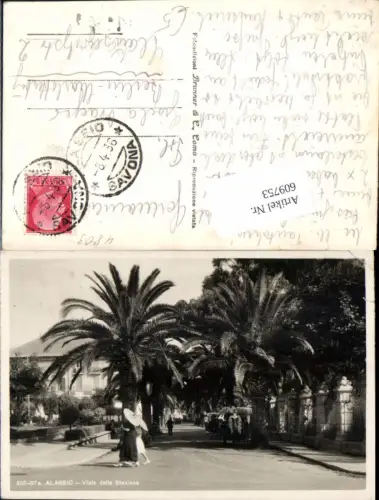 609753,Liguria Alassio Savona Viale della Stazione Frauen Schirm Straßenansicht