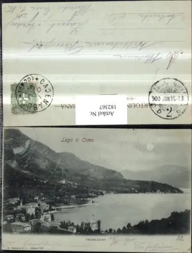 182367,Lombardia Mond Litho AK Lago di Como Tremezzina Teilansicht