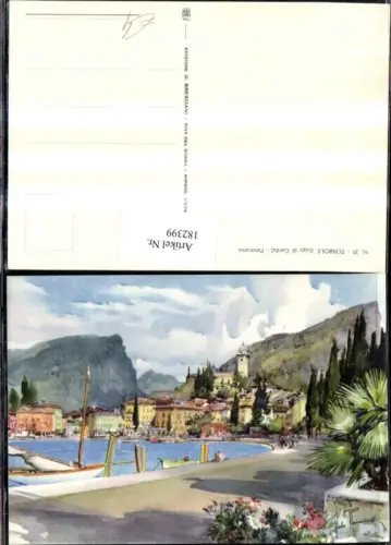 182399,Lombardia Künstler AK Torbole Lago di Garda Panorama Teilansicht