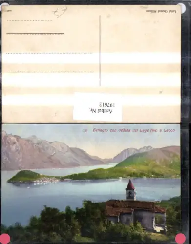 197612,Lombardia Bellagio con veduta del Lago fino a Lecco Kirche