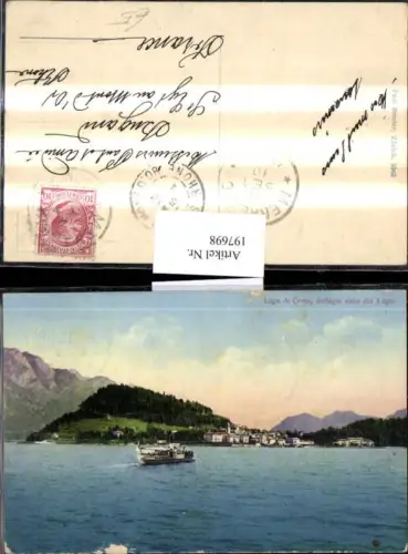 197698,Lombardia Lago di Como Bellagio visto dal Lago Teilansicht Dampfer