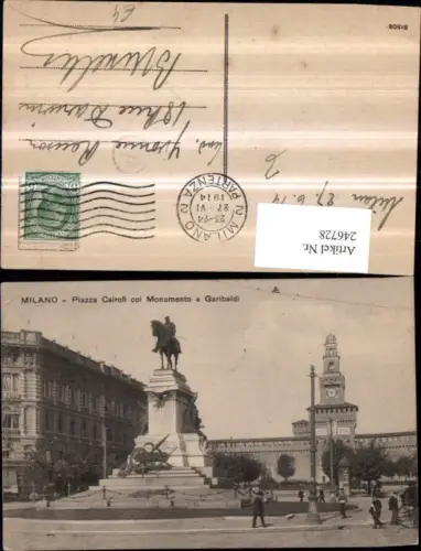 246728,Lombardia Milano Mailand Piazza Cairoli col Monumento a Garibaldi Denkmal
