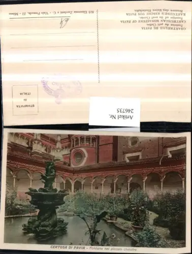 246735,Lombardia Pavia Certosa di Pavia Fontana nel piccolo chiostro Brunnen Kloster Arkaden