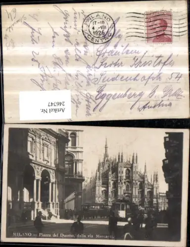 246747,Lombardia Milano Mailand Piazza del Duomo dalla via Mercanti Dom Straßenbahn Nr. 869
