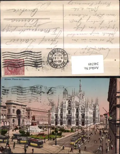 246749,Lombardia Milano Mailand Piazza del Duomo Dom Kirche Denkmal Straßenbahnen