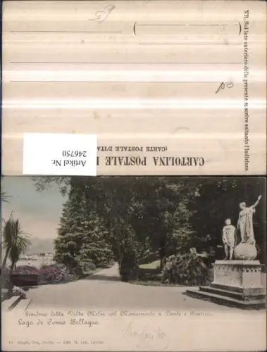 246750,Lombardia Como Lago di Como Bellagio Giardino della Villa Melsi col Monumento a Dante e Beatrice