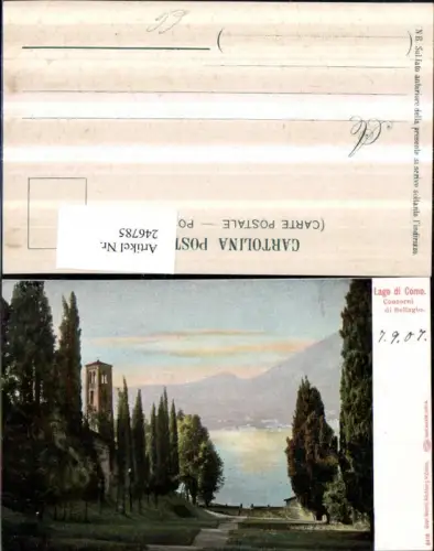 246785,Lombardia Como Lago di Como Contorni di Bellagio Turm Zypressen