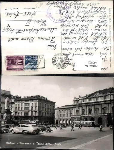 246802,Lombardia Milano Mailand Piazza e Teatro della Scala Theater Automobile Denkmal