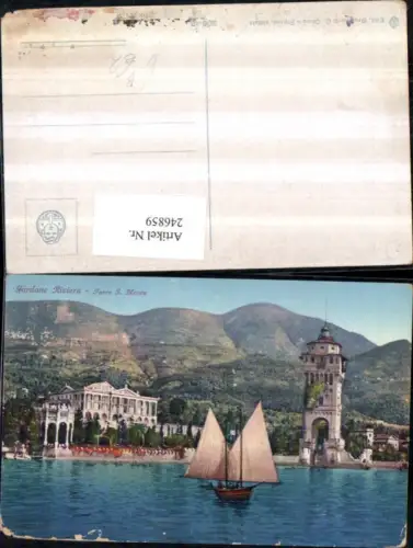 246859,Lombardia Brescia Gardone Riviera Torre S. Marco Turm Segelboot