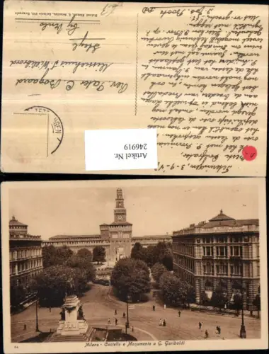 246919,Lombardia Milano Mailand Castello e Monumento a G. Garibaldi Burg u. Denkmal