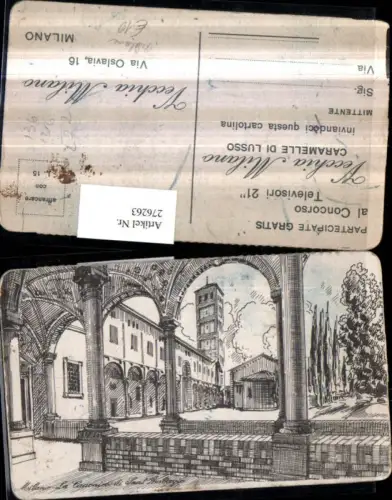 276263,Künstler AK Lombardia Milano Mailand La Canonica di Sant’Ambrogio Basilika Reklame Vecchia Milano