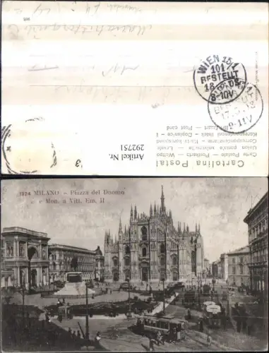 292751,Lombardia Milano Mailand Piazza del Duomo e Monument Vittorio Emanuele Straßenbahn