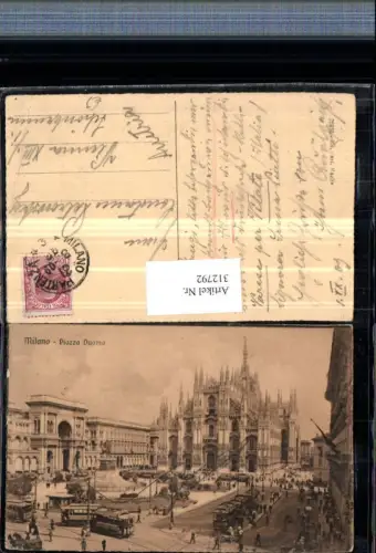 312792,Lombardia Milano Mailand Piazza Duomo Dom Straßenbahnen Denkmal