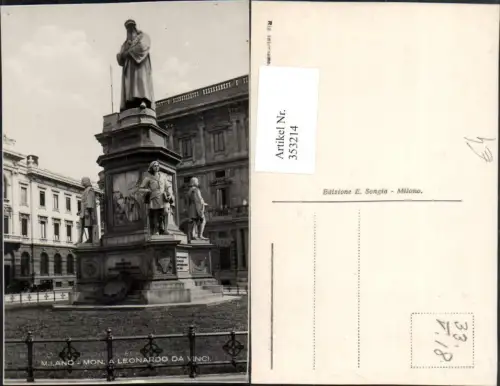 353214,Lombardia Milano Mailand Monument a Leonardo da Vinci Statue