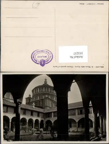 353237,Lombardia Milano Mailand S. Maria delle Grazie Chiostro grande e Cupola Kloster Arkaden