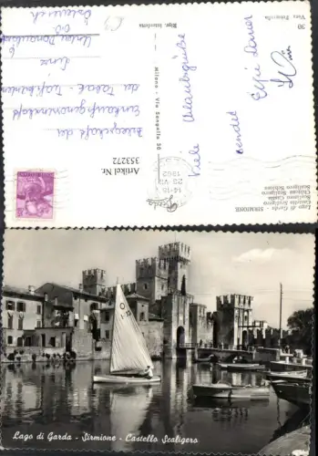 353272,Lombardia Brescia Lago di Garda Sirmione Castello Scaligero Schloss Segelboot