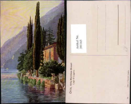 391165,Künstler AK A. Veronesi Lombarida Como Lago di Lugano Oria Villa Marchese Brusati