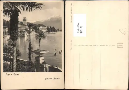 397170,Lombardia Brescia Lago di Garda Gardone Rivierea Teilansicht Palme