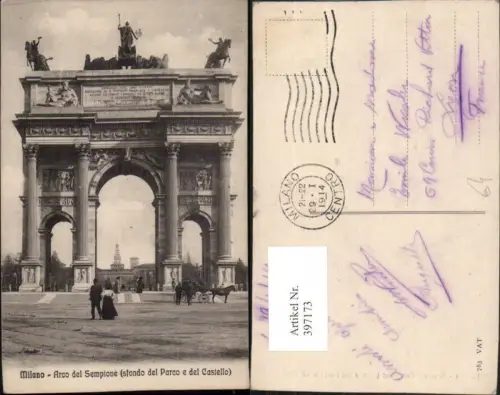 397173,Lombardia Milano Mailand Arco del Sempione Bogen Tor