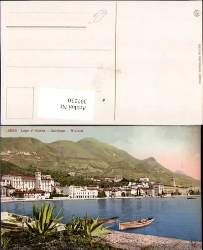 397230,Lombardia Brescia Lago di Garda Gardone Riviera Teilansicht Küste Boot
