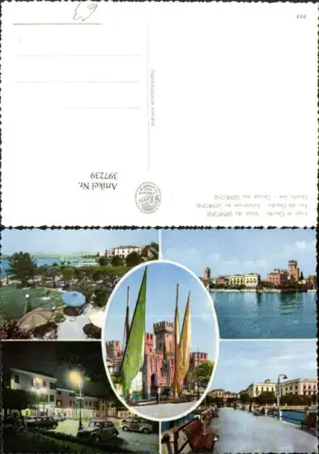 397239,Lombardia Brescia Lago di Garda Sirmione Teilansicht Burg Segelboote Mehrbildkarte
