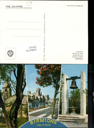 397241,Lombardia Brescia Lago di Garda Sirmione Burg Kirche Glocke Mehrbildkarte