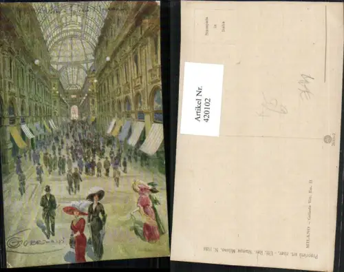 420102,Künstler AK G. Guerzoni Lombardia Milano Mailand Galleria Vittorio Emanuele Einkaufszentrum