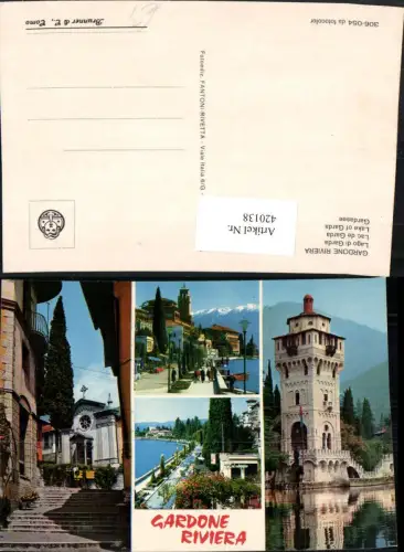 420138,Lombardia Brescia Gardone Riviera Lago di Garda Teilansicht Turm Mehrbildkarte