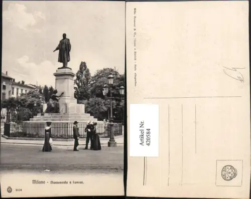 420584,Lombardia Milano Mailand Monumento a Cavour Statue