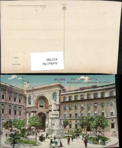 435700,Lombardia Milano Mailand Piazza della Scala e Monumento a Leonardo da Vinci Statue