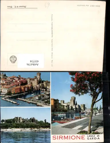 435734,Lombardia Brescia Sirmione Totale Burg Strand Mehrbildkarte