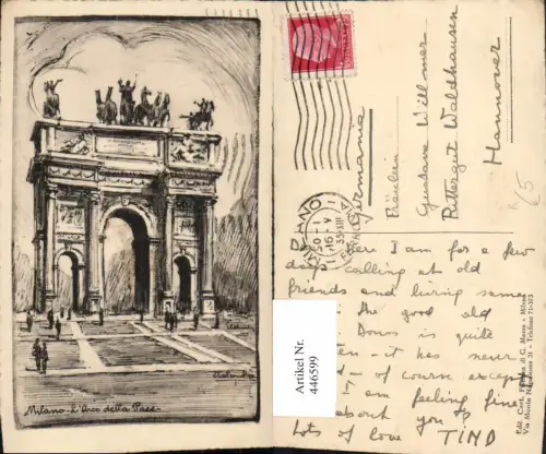 446599,Künstler AK Lombardia Milano Mailand L'Arco della Pace Friedensbogen