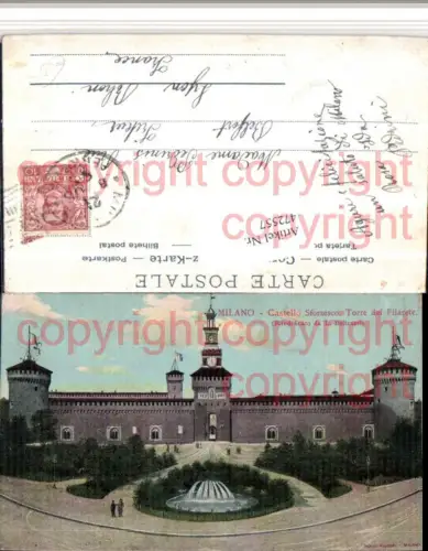 472557,Lombardia Milano Mailand Castello Sforzesco Torre Filarete Schloss
