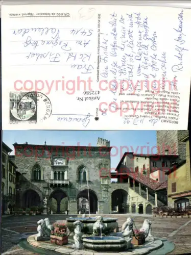 472586,Lombardia Bergamo Piazza Vecchia Fontana Contarini Brunnen