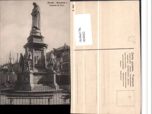 494002,Lombardia Milano Mailand Monumento a Leonardo da Vinci Statue