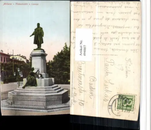 494007,Lombardia Milano Mailand Monumento a Cavour Statue